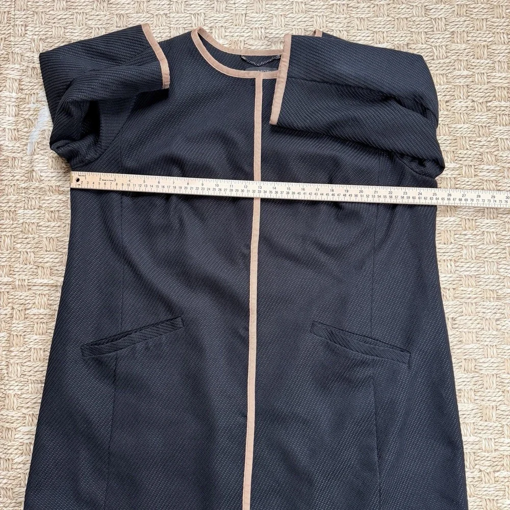 Talbots Tweet Coat Jacket Women's Snap Pocket Black Tan Trim Cotton Blend SZ-18W